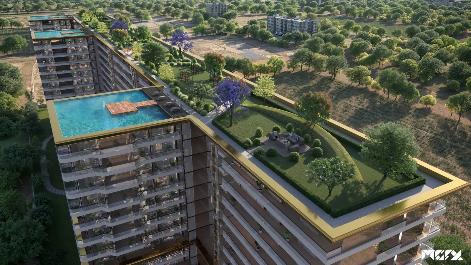 Rooftop garden and pool at Ananta Avanza